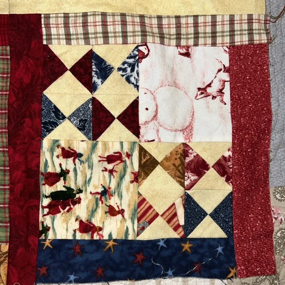 Unfinished quilt top Christmas themed 29” x 34”